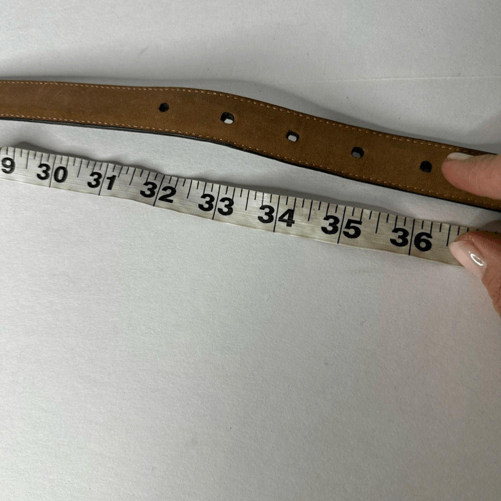 vtg 90s BRIGHTON Classics Black Leather Belt Silver Gold women's L 34 dressy thi - Picture 7 of 8